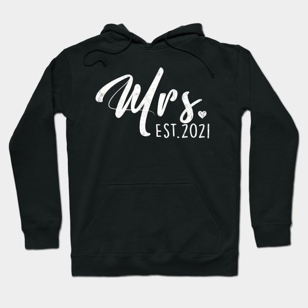 Mrs Est 2021 Gift for Couples Wedding Anniversary Newlywed Matching Hoodie by Otis Patrick